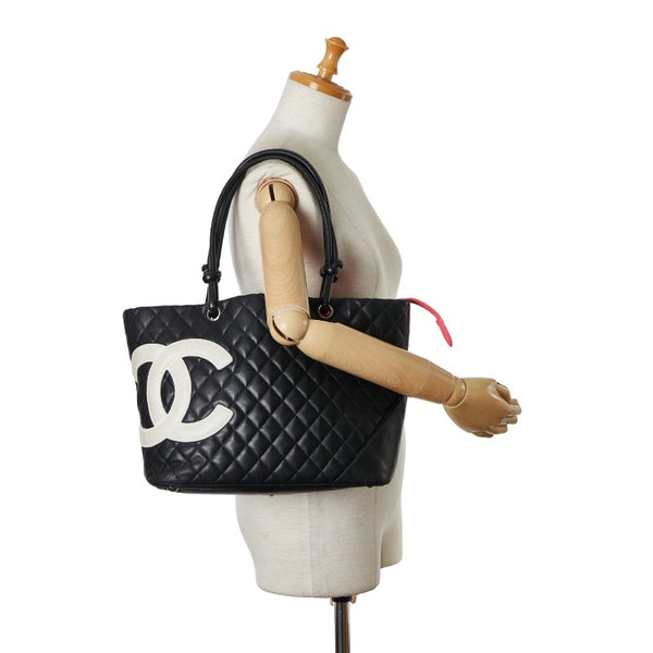 シャネル マトラッセ カンボンライン デカココマーク トートバッグ ショルダーバッグ ブラック ラムスキン レディース CHANEL 【中古】