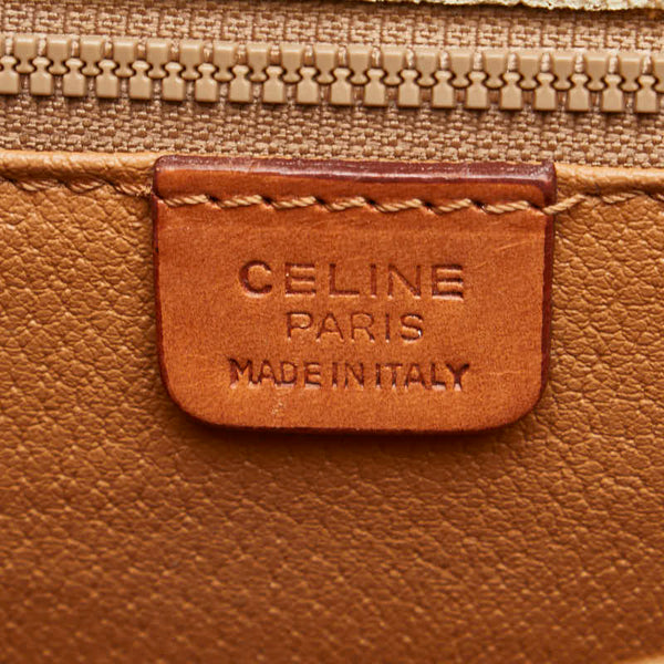 セリーヌ マカダム 斜め掛け ショルダーバッグ ベージュ ライトブラウン PVC レザー レディース CELINE 【中古】