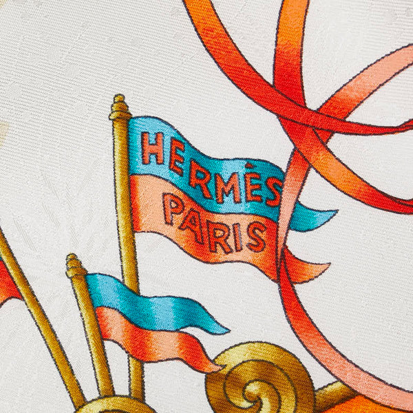 エルメス カレ90 LUNA PARK 遊園地 スカーフ オレンジ マルチカラー シルク レディース HERMES 【中古】
