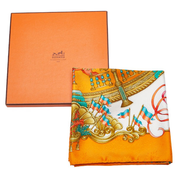 エルメス カレ90 LUNA PARK 遊園地 スカーフ オレンジ マルチカラー シルク レディース HERMES 【中古】