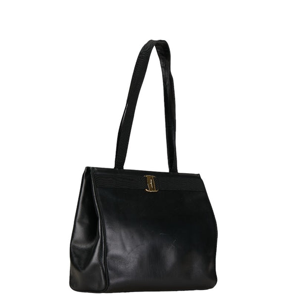 サルヴァトーレフェラガモ ヴァラリボン トートバッグ ワンショルダーバッグ BA21 2530 ブラック レザー レディース Salvatore Ferragamo 【中古】