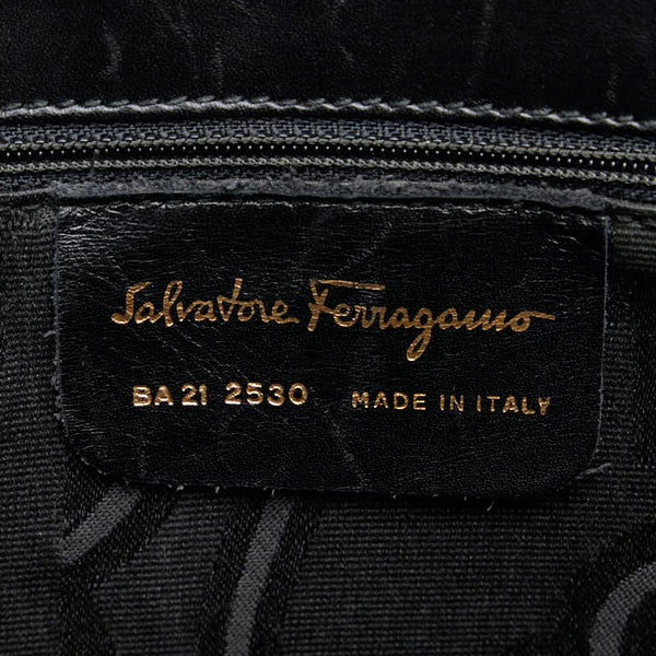 サルヴァトーレフェラガモ ヴァラリボン トートバッグ ワンショルダーバッグ BA21 2530 ブラック レザー レディース Salvatore Ferragamo 【中古】