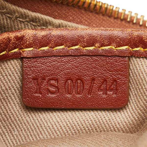 セリーヌ マカダム ハーフムーン ワンショルダーバッグ ハンドバッグ ベージュ ブラウン キャンバス レザー レディース CELINE 【中古】