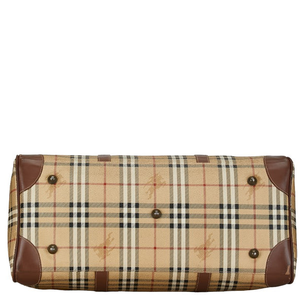 バーバリー ノバチェック シャドーホース ボストンバッグ トラベルバッグ ブラウン ベージュ PVC レザー レディース BURBERRY 【中古】