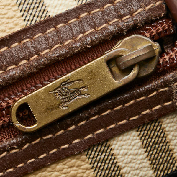 バーバリー ノバチェック シャドーホース ボストンバッグ トラベルバッグ ブラウン ベージュ PVC レザー レディース BURBERRY 【中古】