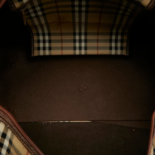 バーバリー ノバチェック シャドーホース ボストンバッグ トラベルバッグ ブラウン ベージュ PVC レザー レディース BURBERRY 【中古】
