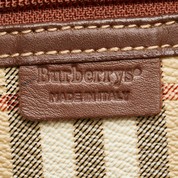 バーバリー ノバチェック シャドーホース ボストンバッグ トラベルバッグ ブラウン ベージュ PVC レザー レディース BURBERRY 【中古】