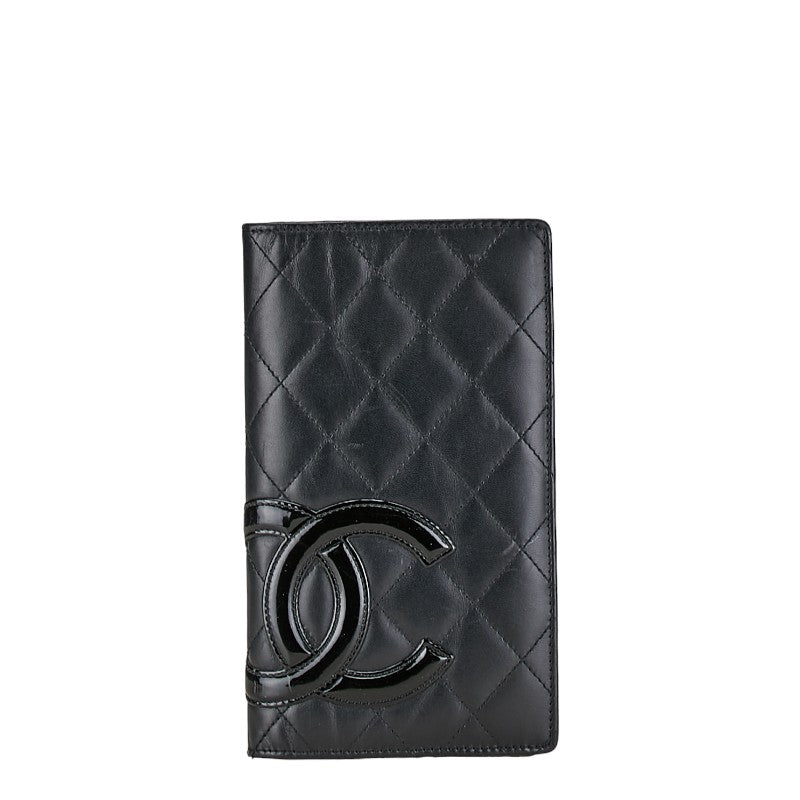 シャネル マトラッセ カンボンライン ココマーク 長財布 二つ折り財布 ブラック ラムスキン レディース CHANEL 【中古】