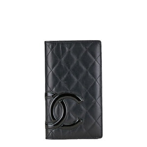 シャネル マトラッセ カンボンライン ココマーク 長財布 二つ折り財布 ブラック ラムスキン レディース CHANEL 【中古】
