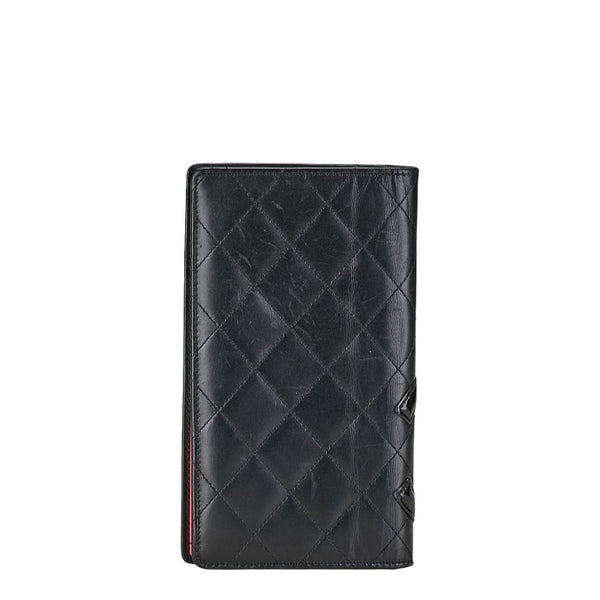 シャネル マトラッセ カンボンライン ココマーク 長財布 二つ折り財布 ブラック ラムスキン レディース CHANEL 【中古】
