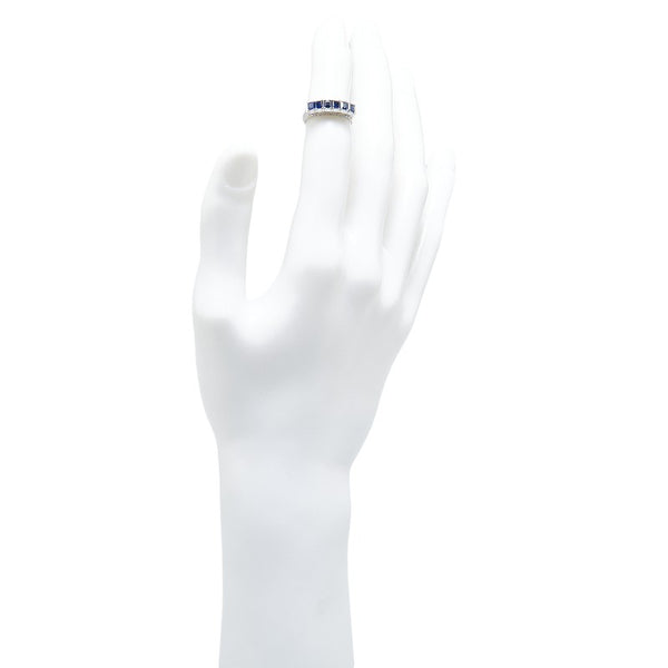 Pt900 プラチナ サファイア1.06ct 一文字 リング 指輪 #46 レディース 6号 【中古】