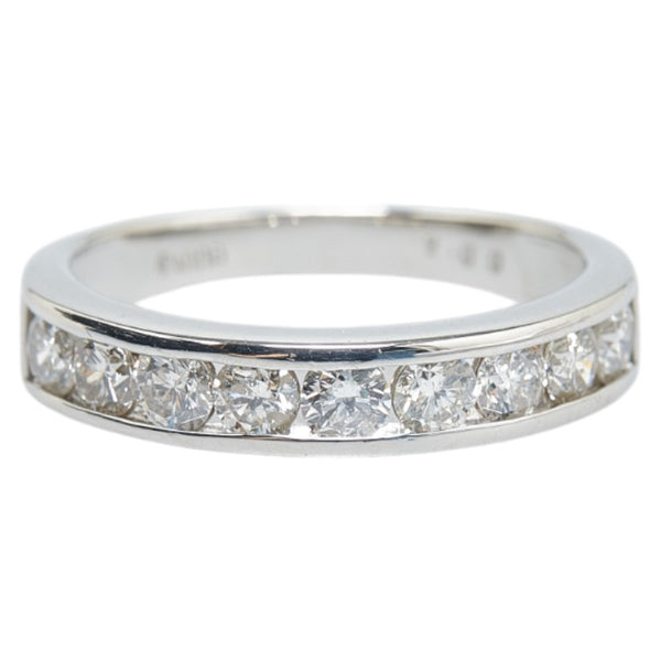 Pt900 プラチナ ダイヤ1.00ct ハーフエタニティリング リング 指輪 #55 レディース 15.5号 【中古】