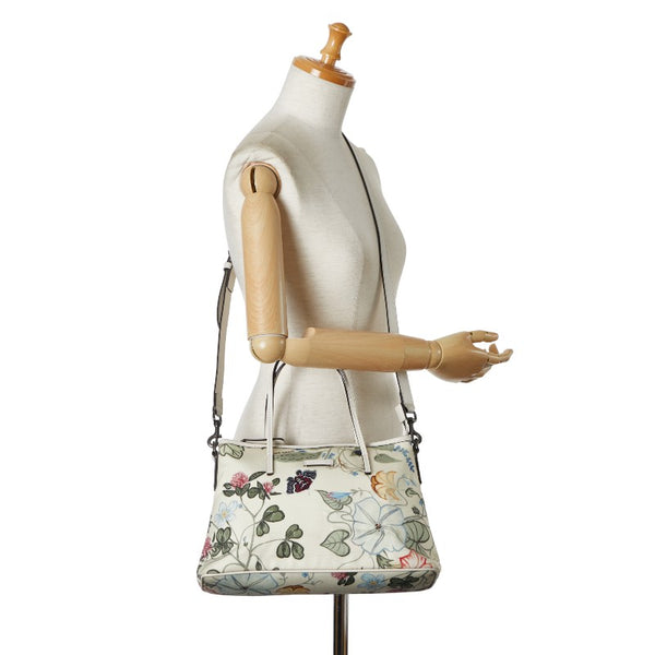 グッチ フローラ プリント ハンドバッグ ショルダーバッグ 2WAY 353440 アイボリー ホワイト マルチカラー キャンバス レザー レディース GUCCI 【中古】