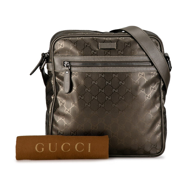 グッチ GGインプリメ 斜め掛け ショルダーバッグ 201448 メタリックグレー グレー PVC レザー レディース GUCCI 【中古】