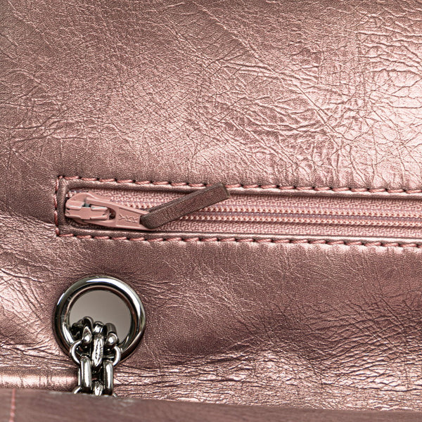 シャネル 2.55 ココマーク マトラッセ チェーン ショルダーバッグ メタリックピンク レザー レディース CHANEL 【中古】