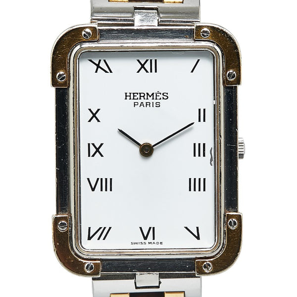 エルメス クロアジュール 腕時計 CR1.240 クオーツ ホワイト文字盤 ステンレススチール メッキ レディース HERMES 【中古】