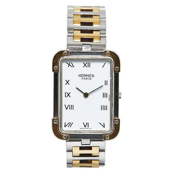 エルメス クロアジュール 腕時計 CR1.240 クオーツ ホワイト文字盤 ステンレススチール メッキ レディース HERMES 【中古】