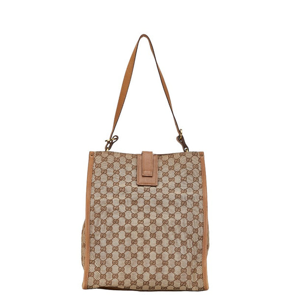 グッチ GGキャンバス トートバッグ ハンドバッグ 109101 ベージュ ブラウン キャンバス レザー レディース GUCCI 【中古】