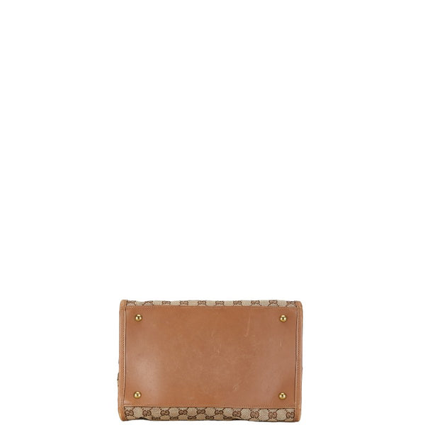 グッチ GGキャンバス トートバッグ ハンドバッグ 109101 ベージュ ブラウン キャンバス レザー レディース GUCCI 【中古】