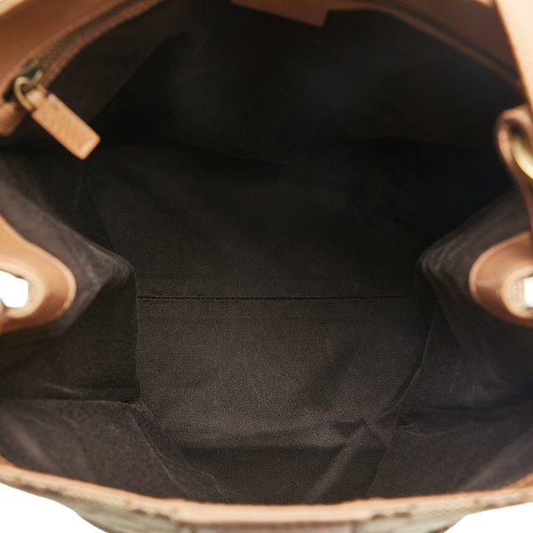 グッチ GGキャンバス トートバッグ ハンドバッグ 109101 ベージュ ブラウン キャンバス レザー レディース GUCCI 【中古】