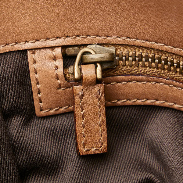 グッチ GGキャンバス トートバッグ ハンドバッグ 109101 ベージュ ブラウン キャンバス レザー レディース GUCCI 【中古】