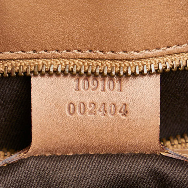 グッチ GGキャンバス トートバッグ ハンドバッグ 109101 ベージュ ブラウン キャンバス レザー レディース GUCCI 【中古】