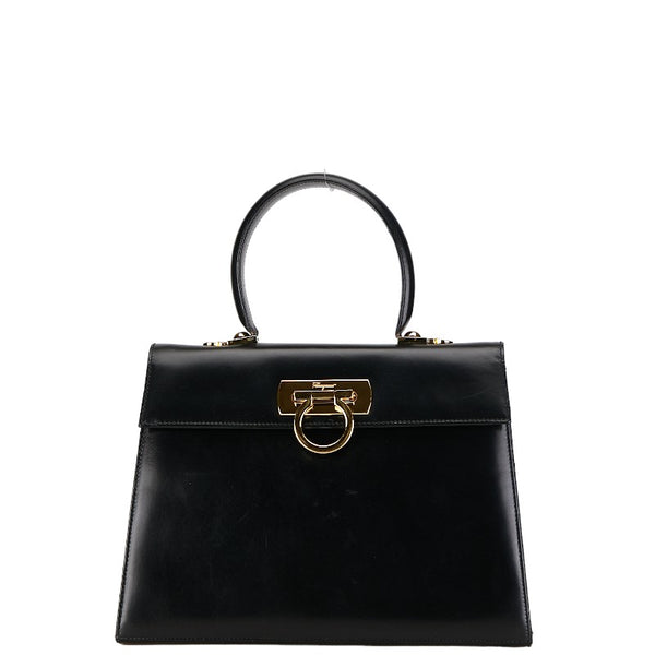 サルヴァトーレフェラガモ ガンチーニ ハンドバッグ ショルダーバッグ 2WAY ブラック レザー レディース Salvatore Ferragamo 【中古】