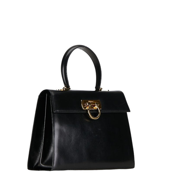 サルヴァトーレフェラガモ ガンチーニ ハンドバッグ ショルダーバッグ 2WAY ブラック レザー レディース Salvatore Ferragamo 【中古】