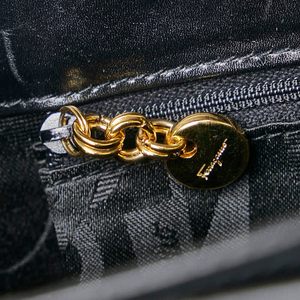 サルヴァトーレフェラガモ ガンチーニ ハンドバッグ ショルダーバッグ 2WAY ブラック レザー レディース Salvatore Ferragamo 【中古】