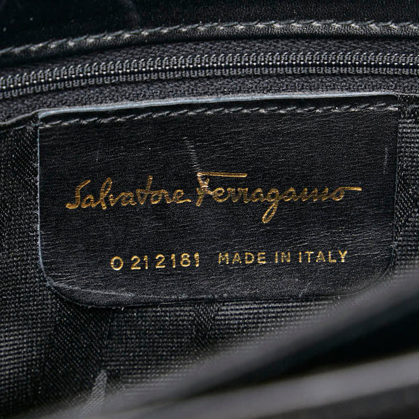 サルヴァトーレフェラガモ ガンチーニ ハンドバッグ ショルダーバッグ 2WAY ブラック レザー レディース Salvatore Ferragamo 【中古】
