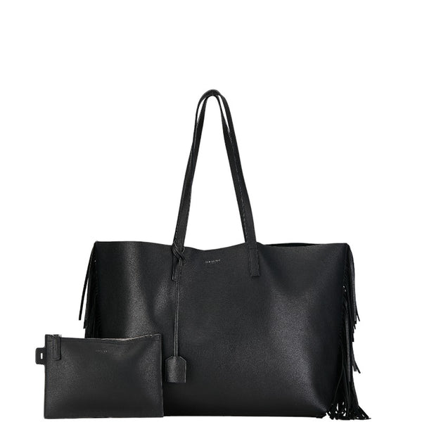 サンローラン サックショッピング フリンジ トートバッグ ブラック レザー レディース SAINT LAURENT 【中古】