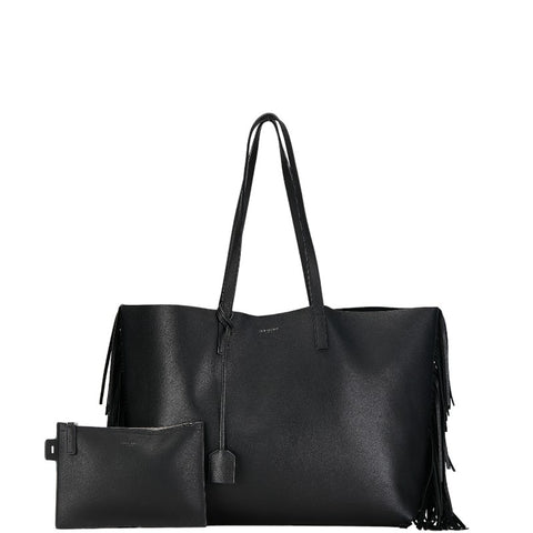 サンローラン サックショッピング フリンジ トートバッグ ブラック レザー レディース SAINT LAURENT 【中古】
