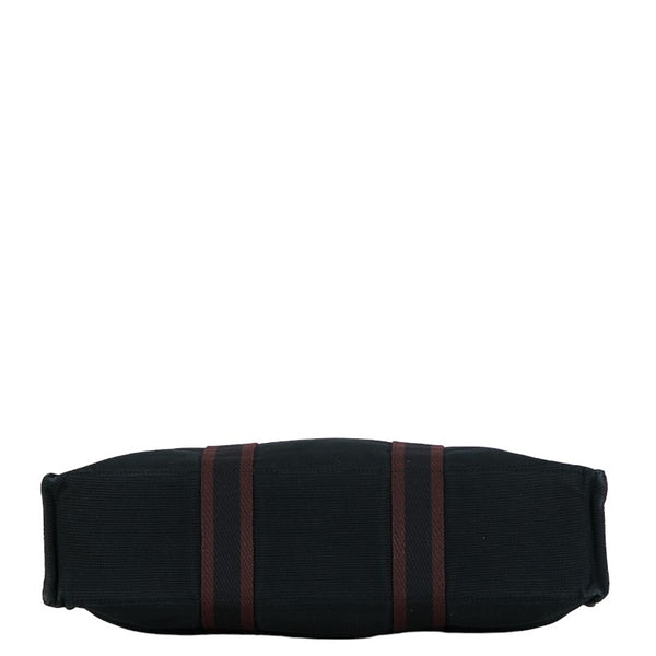 エルメス フールトゥ トートMM ハンドバッグ トートバッグ ワインレッド ブラック キャンバス レディース HERMES 【中古】