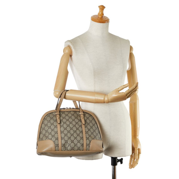 グッチ GGスプリーム ハンドバッグ 309617 ブラウン PVC レザー レディース GUCCI 【中古】