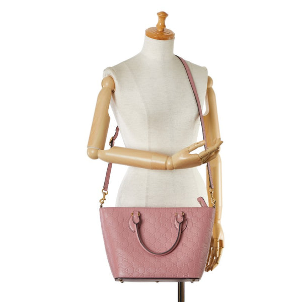 グッチ グッチシマ ハンドバッグ ショルダーバッグ２WAY 432124 ピンク ゴールド レザー レディース GUCCI 【中古】