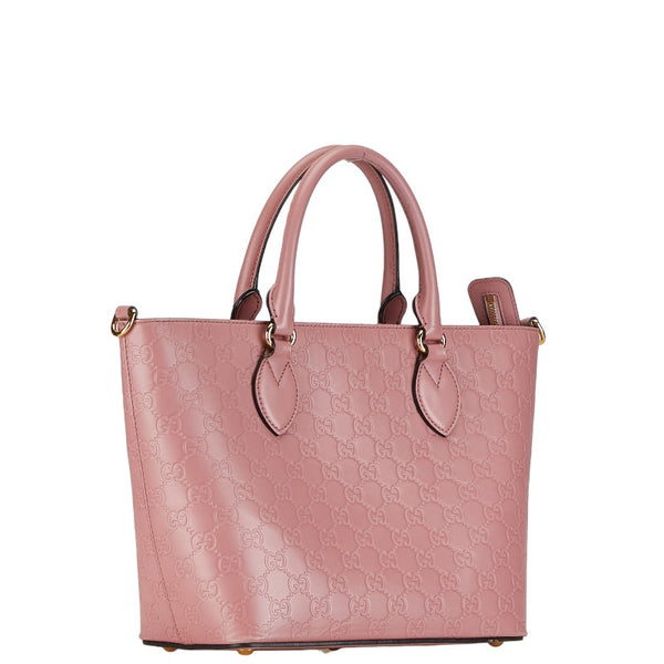 グッチ グッチシマ ハンドバッグ ショルダーバッグ２WAY 432124 ピンク ゴールド レザー レディース GUCCI 【中古】