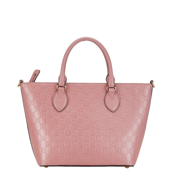 グッチ グッチシマ ハンドバッグ ショルダーバッグ２WAY 432124 ピンク ゴールド レザー レディース GUCCI 【中古】