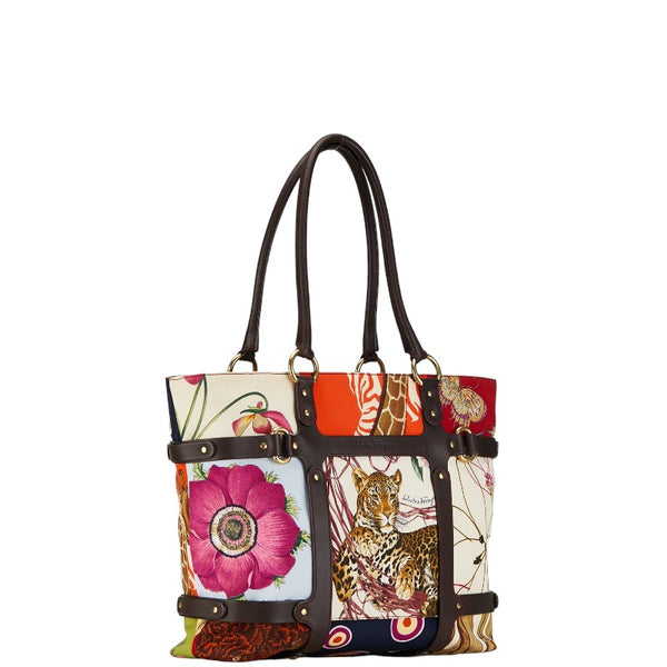 サルヴァトーレフェラガモ アニマルプリント トートバッグ ハンドバッグ AU-21 6408 ブラウン マルチカラー ナイロン レザー レディース Salvatore Ferragamo 【中古】