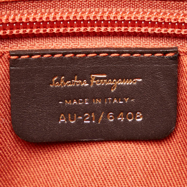 サルヴァトーレフェラガモ アニマルプリント トートバッグ ハンドバッグ AU-21 6408 ブラウン マルチカラー ナイロン レザー レディース Salvatore Ferragamo 【中古】