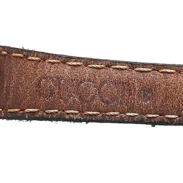 グッチ シェリーライン 腕時計 16110307 クオーツ ホワイト レッド文字盤 メッキ レザー レディース GUCCI 【中古】