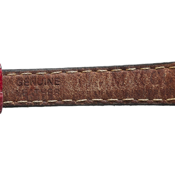 グッチ シェリーライン 腕時計 16110307 クオーツ ホワイト レッド文字盤 メッキ レザー レディース GUCCI 【中古】