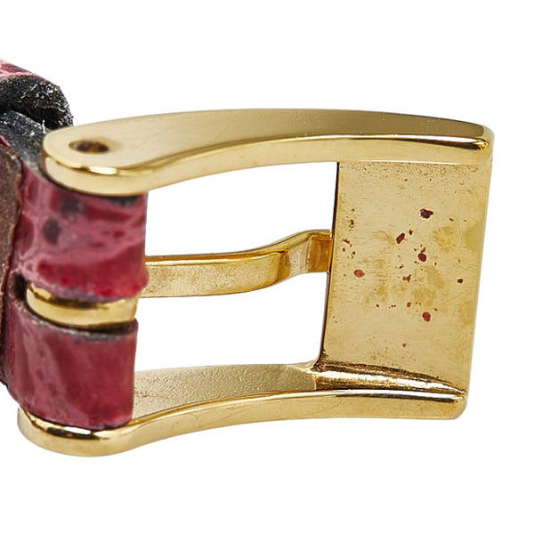 グッチ シェリーライン 腕時計 16110307 クオーツ ホワイト レッド文字盤 メッキ レザー レディース GUCCI 【中古】