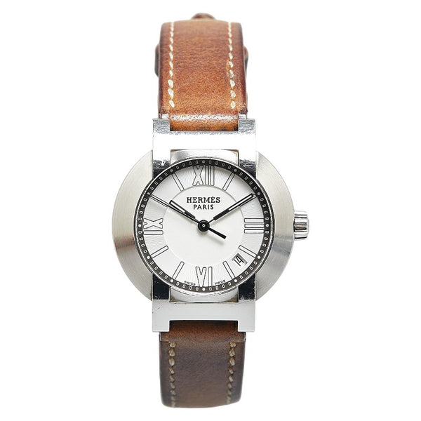 エルメス ノマードコンパス 腕時計 NO1.210 クオーツ ホワイト文字盤 ステンレススチール レザー メンズ HERMES 【中古】