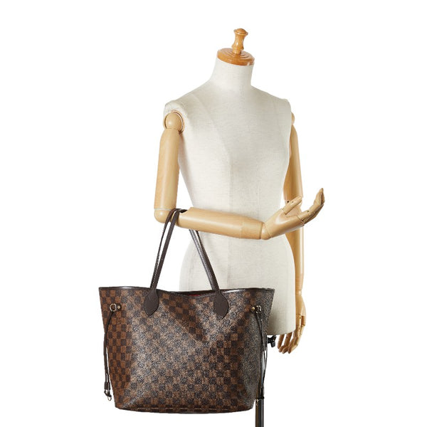 ルイ ヴィトン ダミエ ネヴァーフルMM トートバッグ ショルダーバッグ N51105 ブラウン PVC レザー レディース LOUIS VUITTON 【中古】
