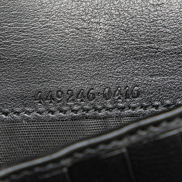 グッチ マイクログッチ ラウンドファスナー 長財布 トラベルウォレット 449246 ブラック レザー メンズ GUCCI 【中古】