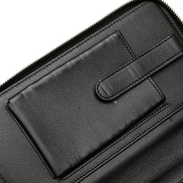 グッチ マイクログッチ ラウンドファスナー 長財布 トラベルウォレット 449246 ブラック レザー メンズ GUCCI 【中古】