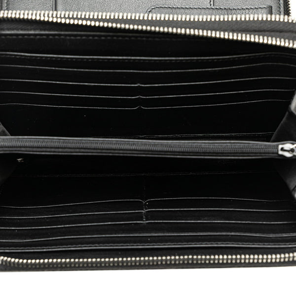 グッチ マイクログッチ ラウンドファスナー 長財布 トラベルウォレット 449246 ブラック レザー メンズ GUCCI 【中古】