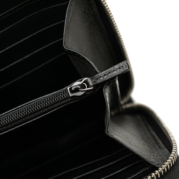 グッチ マイクログッチ ラウンドファスナー 長財布 トラベルウォレット 449246 ブラック レザー メンズ GUCCI 【中古】