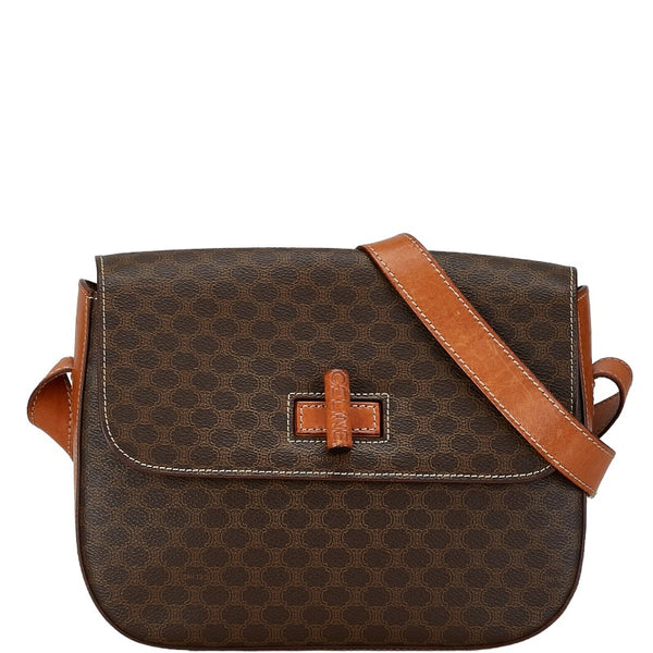 セリーヌ マカダム 斜め掛け ショルダーバッグ  ブラウン PVC レザー レディース CELINE 【中古】
