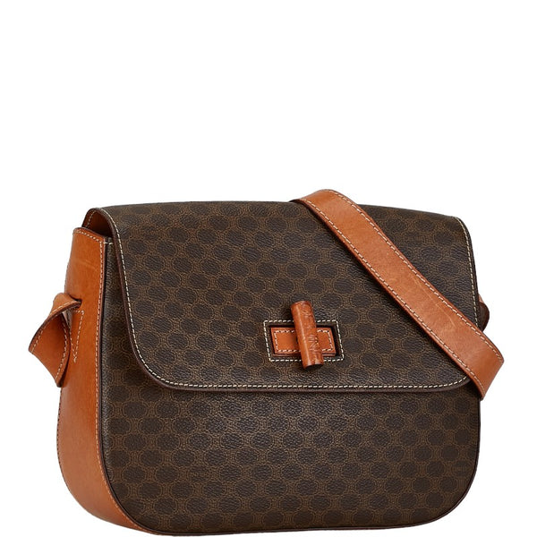 セリーヌ マカダム 斜め掛け ショルダーバッグ  ブラウン PVC レザー レディース CELINE 【中古】
